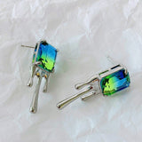 Daiiibabyyy 2024 New Blue Crystal Fashion Designers Earrings For Women Creative Unique Design Jewelry Earings Wholesale