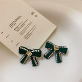 New Fashion Korean Vintage Geometric Zircon Bow Bear Earrings For Women Girls Personality Simple Trend All-match Party Jewelry daiiibabyyy