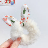 Fashion Fluffy Faux Fur Furry Scrunchie Elastic Solid Hair Ring Rabbit Ear Hair Ring Christmas Hair Ring Simplicity Headwear daiiibabyyy