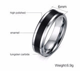 Daiiibabyyy 6MM Men's Tungsten Carbide Black Enamel Ring Wedding Band