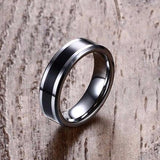 Daiiibabyyy 6MM Men's Tungsten Carbide Black Enamel Ring Wedding Band