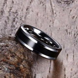 Daiiibabyyy 6MM Men's Tungsten Carbide Black Enamel Ring Wedding Band