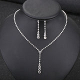 Fashion Crystal Rhinestone Necklace Women Chokers Bridal Pendant Necklaces Chain Tassel Jewelry Water Drop Necklace Set