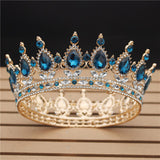 Daiiibabyyy Fashion Queen King Bride Tiara Crown Green Crystal Women Head Piece Bridal Tiaras and Crowns Wedding Hair Jewelry Accessories