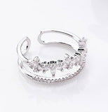 Daiiibabyyy Micro Pave Zircon Double Layer Rings For Women Personality Rhinestone Fashion Jewelry Adjustable