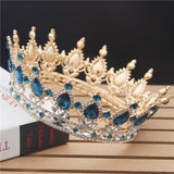 Daiiibabyyy Fashion Queen King Bride Tiara Crown Green Crystal Women Head Piece Bridal Tiaras and Crowns Wedding Hair Jewelry Accessories