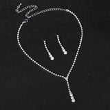 Fashion Crystal Rhinestone Necklace Women Chokers Bridal Pendant Necklaces Chain Tassel Jewelry Water Drop Necklace Set daiiibabyyy