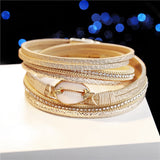 17KM Shell Leather Bracelets For Women Multiple Layers Charm Wide Wrap Gold Bracelet & Bangle  Fashion Friendship Jewelry daiiibabyyy