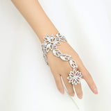 Daiiibabyyy Luxury Rhinestone Flower Bridal Bracelets & Bangles Slave Chain Link Finger Wedding Crystal Wrap Bracelets Hand Chain Jewelry