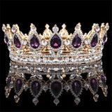 Daiiibabyyy Fashion Queen King Bride Tiara Crown Green Crystal Women Head Piece Bridal Tiaras and Crowns Wedding Hair Jewelry Accessories