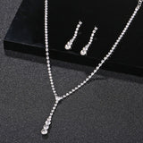 Fashion Crystal Rhinestone Necklace Women Chokers Bridal Pendant Necklaces Chain Tassel Jewelry Water Drop Necklace Set daiiibabyyy