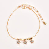 Daiiibabyyy 3 Pcs/set Bohemian Fashion Beaded Elephant Crystal Star Gem Pendant Gold Anklet Set Women Party Wedding Jewelry Accessories