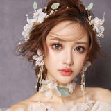 Korean Wedding Hair Accessories Head Bands for Women Bridal Headwear Hair Jewelry Bride Tiaras and Crowns Set Flower Crown Gold daiiibabyyy