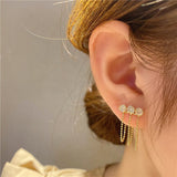 New Earrings for Women S925 Silver Needle Hot Sale Hole Piercing Brilliant Crystal Zircon Gold Chain Earring Jewelry Wholesale daiiibabyyy