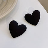 2022 Fashion Geometric Black Matte Heart Drop Earrings For Women Trendy Sqaure Brincos Pendientes Party Jewelry daiiibabyyy