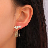 New Earrings for Women S925 Silver Needle Hot Sale Hole Piercing Brilliant Crystal Zircon Gold Chain Earring Jewelry Wholesale daiiibabyyy
