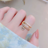 Roman Numerals Personalized Ring Opening Adjustable Rings Jewelry 14K Real Gold Pendant Romantic Glamour Temperament Couple Ring daiiibabyyy