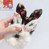 Fashion Fluffy Faux Fur Furry Scrunchie Elastic Solid Hair Ring Rabbit Ear Hair Ring Christmas Hair Ring Simplicity Headwear daiiibabyyy