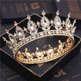 Daiiibabyyy Fashion Bridal Tiaras and Crowns Crystal Royal Queen King Crown Wedding Hair Jewelry Circle Diadem Bride Head Accessories