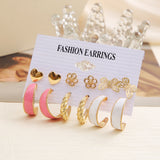 Punk Leopard Acrylic Resin Hoop Earrings Set for Women Trendy Gold Butterfly Pearl Circle Earrings Gifts Jewelry daiiibabyyy