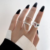 Hiphop Gold Silver Chain Rings Set For Women Girls Punk Geometric Simple Finger Rings 2022 Trend Jewelry Party Snake Ring daiiibabyyy