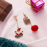 2021 Trendy Creative Asymmetry Christmas Drop Earrings For Women Santa Claus Snowman Fur Ball Dangle Earring Girls Party Jewelry daiiibabyyy