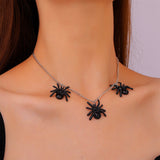 New Fashion Spider Halloween PendantsBat Vampire Chain Short Long Mens Womens Silver Color Necklace Earrings Set Jewelry Gift daiiibabyyy