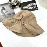 Daiiibabyyy Korean Version Fisherman Hat Female Sun Hats Elastic Adjustment Leisure Causal Thin Bucket Hat Women's hat Women's Summer Hat