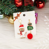 2021 Trendy Creative Asymmetry Christmas Drop Earrings For Women Santa Claus Snowman Fur Ball Dangle Earring Girls Party Jewelry daiiibabyyy