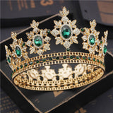 Daiiibabyyy Flower Bridal Tiaras and Crowns Crystal Royal Queen King Crown Wedding Hair Jewelry Circle Diadem Bride Head Accessories