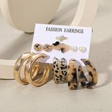 Punk Leopard Acrylic Resin Hoop Earrings Set for Women Trendy Gold Butterfly Pearl Circle Earrings Gifts Jewelry daiiibabyyy