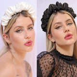 Daiiibabyyy Solid Color Slik Shiny Pleated Hairband for Women Fashion Scrunchy Headband Black Green Ruched Hair Loop Female Hair Accessories