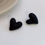 2022 Fashion Geometric Black Matte Heart Drop Earrings For Women Trendy Sqaure Brincos Pendientes Party Jewelry daiiibabyyy