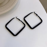 2022 Fashion Geometric Black Matte Heart Drop Earrings For Women Trendy Sqaure Brincos Pendientes Party Jewelry daiiibabyyy