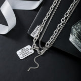 Fashion Titanium Steel Letter Square Brand Pendant Necklace For Women Girls Punk Hip Hop Double Long Clavicle Chain Jewelry 2021 daiiibabyyy