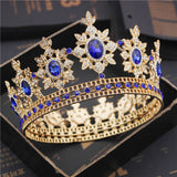 Daiiibabyyy Flower Bridal Tiaras and Crowns Crystal Royal Queen King Crown Wedding Hair Jewelry Circle Diadem Bride Head Accessories