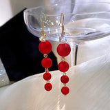 New Fashion Tassel Flower Long Dangle Drop Earrings Retro Red Big Petal Statement Earring for Women Bridal Wedding Party Jewelry daiiibabyyy