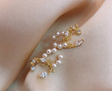 Earrings for Women Small Fragrance Petals Pearl Crystal Stud Earrings Women Fashion Jewelry Wholesale daiiibabyyy