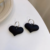 2022 Fashion Geometric Black Matte Heart Drop Earrings For Women Trendy Sqaure Brincos Pendientes Party Jewelry daiiibabyyy