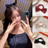 Ribbon Hair Tie Bow Hair Tie Folded Rubber Band Elegant Temperament Hair Accessories Hair Tie INS daiiibabyyy