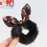 Fashion Fluffy Faux Fur Furry Scrunchie Elastic Solid Hair Ring Rabbit Ear Hair Ring Christmas Hair Ring Simplicity Headwear daiiibabyyy