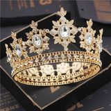 Daiiibabyyy Flower Bridal Tiaras and Crowns Crystal Royal Queen King Crown Wedding Hair Jewelry Circle Diadem Bride Head Accessories