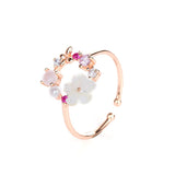 Lady Small Fresh Shell Flower Rose Gold Open Rings Fashion Korean Jewelry For Woman 2020 New Wedding Elegant Unusual Ring daiiibabyyy