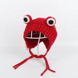 Solid color Cartoon frog knitted hat winter warm hat Skullies cap beanie hat for kid boy and girl 75 daiiibabyyy