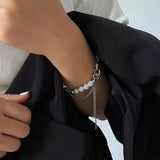 Punk Luminous Pearl Silver Color Chain Bracelet for Women Romantic More Layer Tassel Chain Bracelet Accessories Best Gift 2022 daiiibabyyy