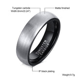 Daiiibabyyy Tungsten Men Ring Plain Gray 6mm Brushed Dome Wedding Band Rings Men's Anniversary Jewelry