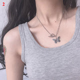 Gothic Butterfly Pendant Necklace for Women Choker Aesthetic Grunge Chain accessories IGIRL Indie Collar Jewelry Friends Gift daiiibabyyy