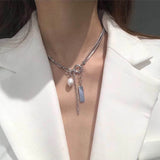 2022 Trendy Metal Chain Splice Rhinestone Chain Choker Necklaces Fresh Pearl Metal Lasso Pendant Collar Hip hop Necklaces Women daiiibabyyy