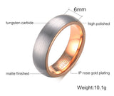 Daiiibabyyy Tungsten Men Ring Plain Gray 6mm Brushed Dome Wedding Band Rings Men's Anniversary Jewelry