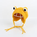 Solid color Cartoon frog knitted hat winter warm hat Skullies cap beanie hat for kid boy and girl 75 daiiibabyyy